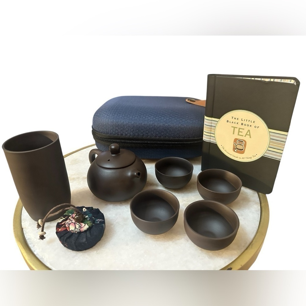 Yixing Style Clay Gongfu Tea Set w Case Cups Teapot Tea Book Travel Kit